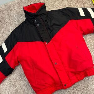 Vintage Steep Slopes Ski Jacket Women XL Red Black Puffer Nylon‎ Stain*